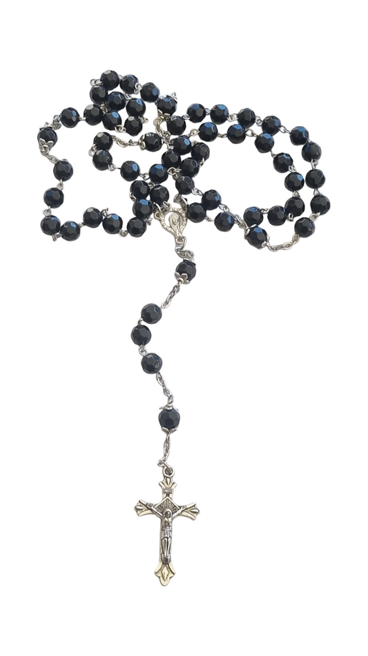 Crystal Rosary Black Bead
