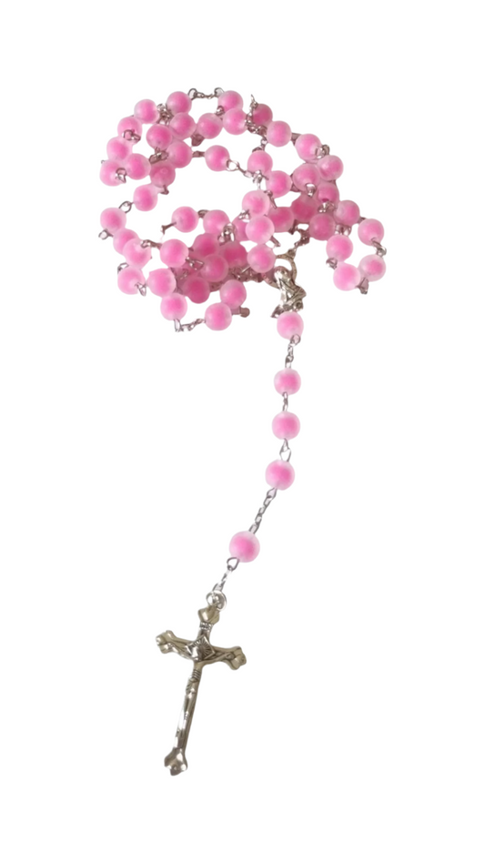 Acrylic Rosary matte dark pink bead